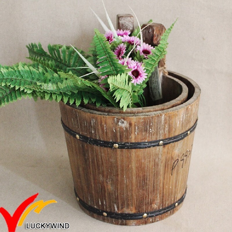 Bucket Retro Garden Wooden Wholesale S/2 Rustic Antique Vintage BUCKETS European Style Bucket Not Applicable for Boiling Water