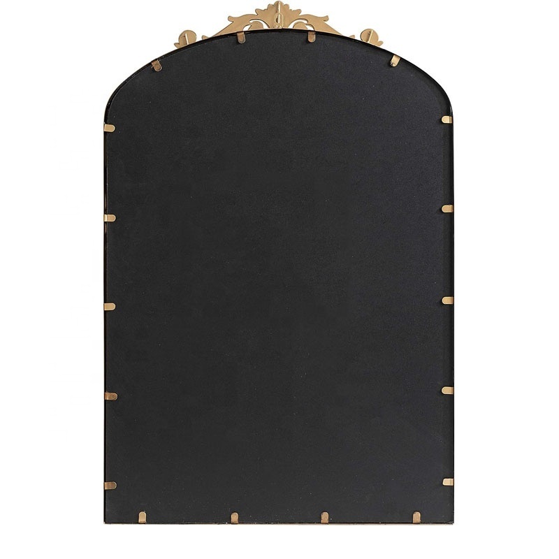 24 x 36 Gold Plated Antique Designer Big Metal Framed Arendahl Traditional Wall Arch Mirror, Baroque Inspired Mirror Wall Decor