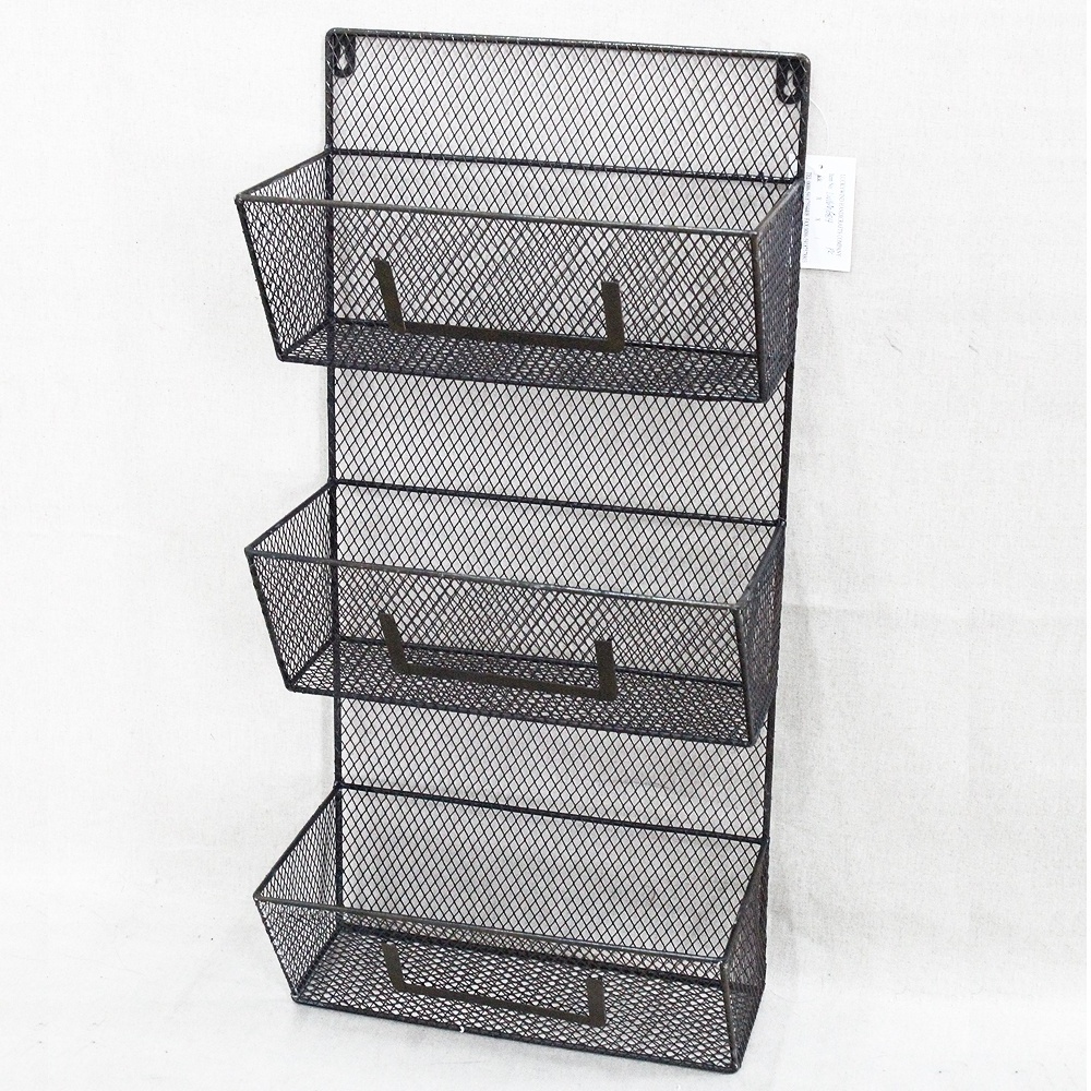 Luckywind Metal Rack Basket,3 Tier Wire Frame Wall Mountable Metal Kitchen Spice Rack, Countertop Storage Shelves