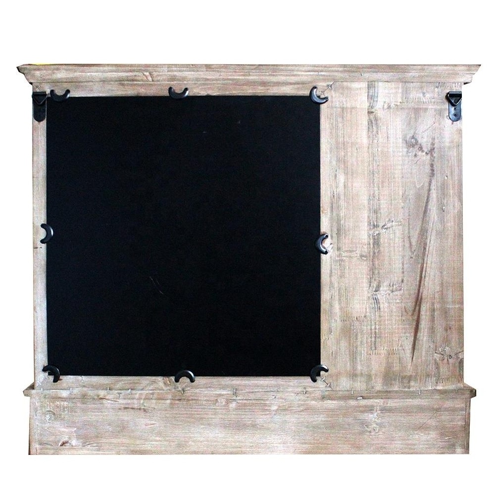 Luckywind Rustic Burnt Wood Wall-Mounted Mail Entryway Organizer with Chalkboard Sign & Key Hooks