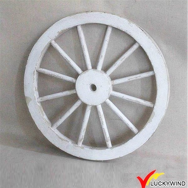 Shabby White Handmade Farm Wooden Wagon Decorative Wheels