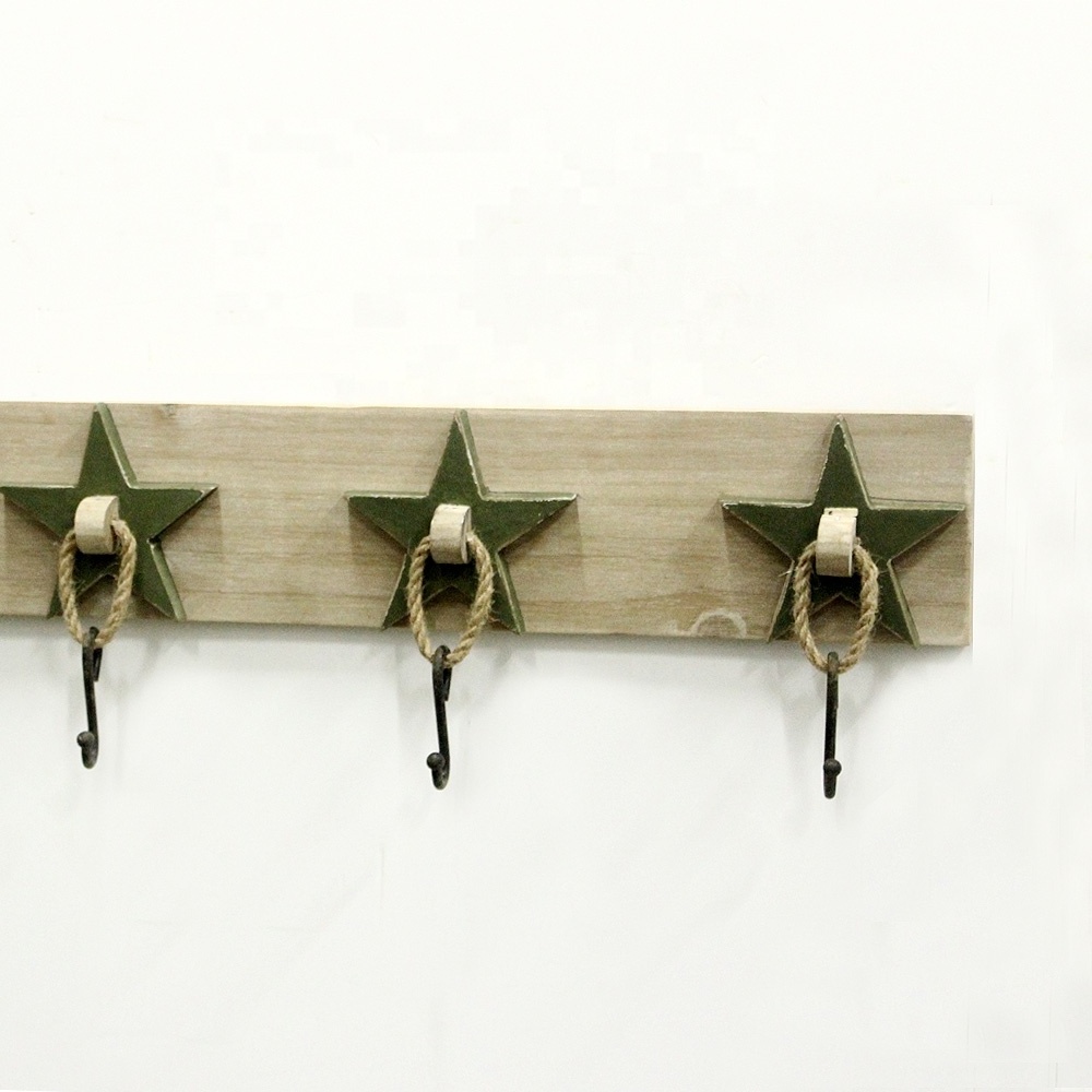 Luckywind Stars Decoration Wall Mounted Antique Wooden Coat Racks