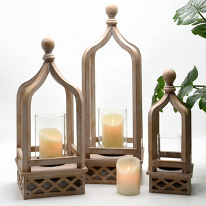 Unique Design Modern Farmhouse Moroccan wood Lantern candle holder for home use decorative table decor Lantern lighting decor