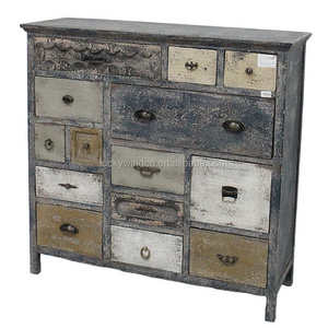 Shabby Vintage Chic Wooden Cabinets with Many Drawers