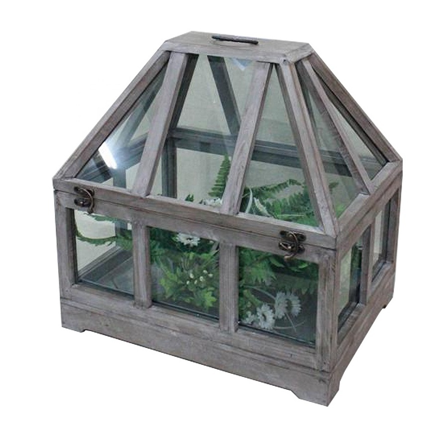 Farmhouse  country style vintage indoor wood mini garden greenhouse