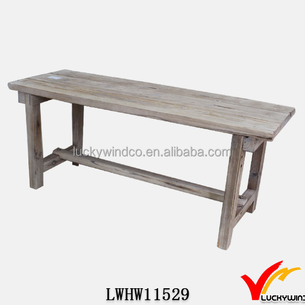 Vintage Distressed Rustic Natural Wood Bench