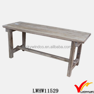 Vintage Distressed Rustic Natural Wood Bench