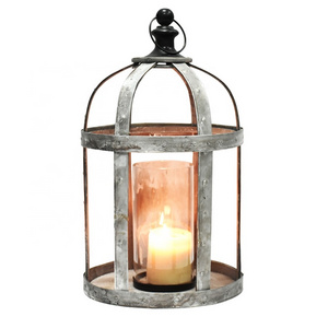 Luckywind Candleholders Lanterns Rustic Style Farmhouse Galvanized Lantern Candle Holder Display Decorative Decor