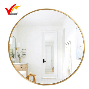 Customized Large Home Decor Gold Round Bathroom Decorative Vanity Wall Mirror, Circle Metal Framed Bedroom miroor Wall Decor