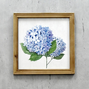 Luckywind Print Fashion Wood Frame Wall Decoration Blue Flower Paper Print Art Home Decoration Item