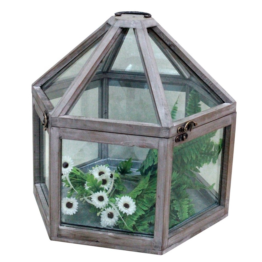 Farmhouse  country style vintage indoor wood mini garden greenhouse