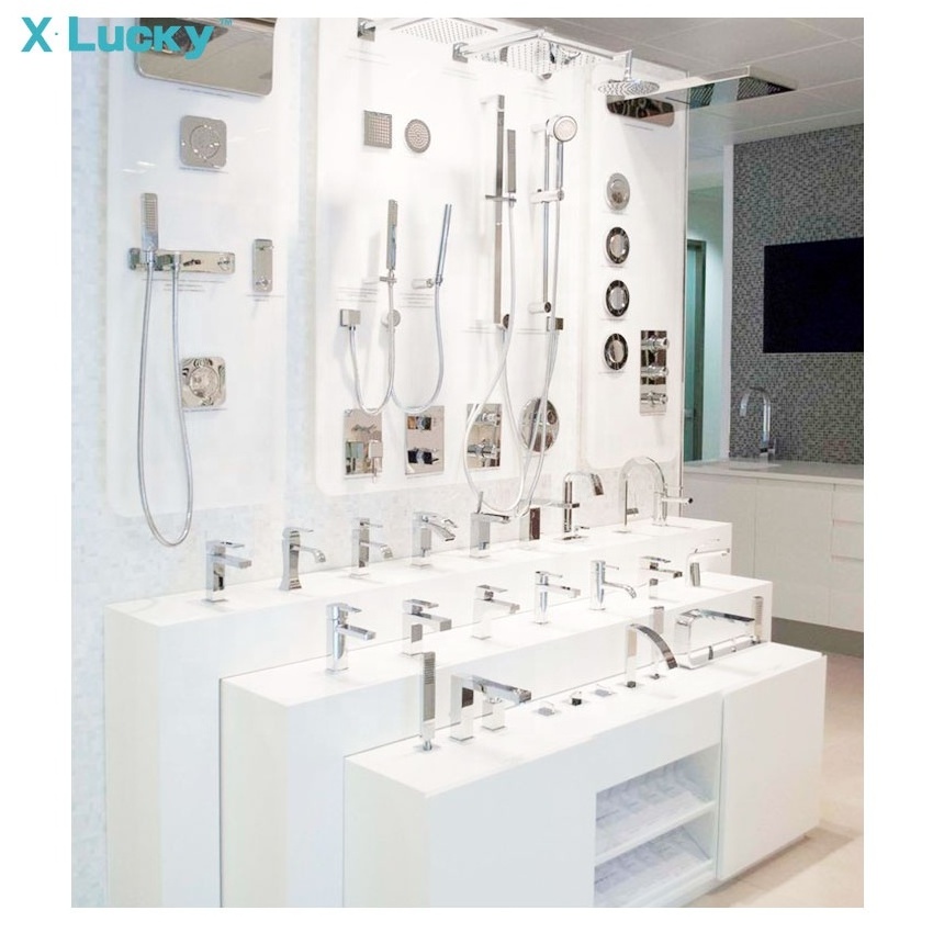 Factory Custom Design Retail Metal Floor Standing Wash Basin Display Stand Sanitary Bathroom Ware Sink Faucet Display Rack