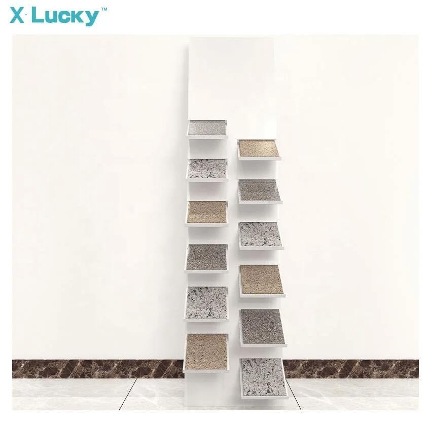 Factory Simple Quartz Sample Showroom Ceramic Tile Display Shelf Granite Sample Tower Floor Stand Quartz Tile Display Shelf