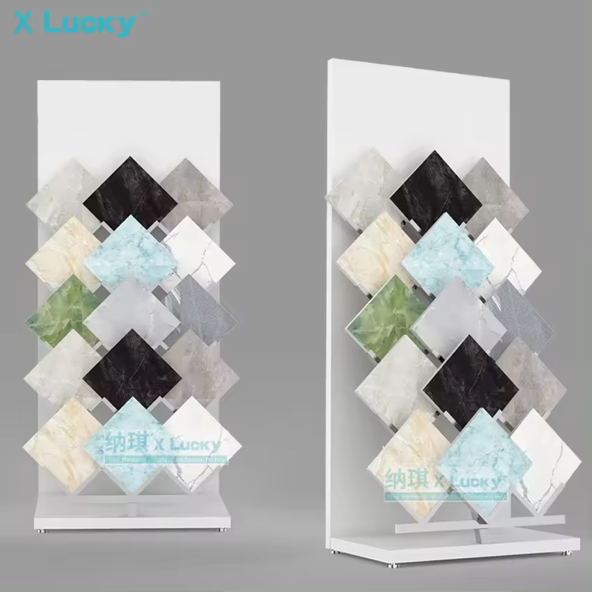 Wholesale Factory marble mini shelf vertical display rack of ceramic tile sample display stand ceramic tiles display racks