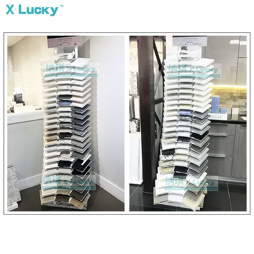 High quality small size granite sintered plate quartz display stand marble metal multilayer sample inclined stone display rack