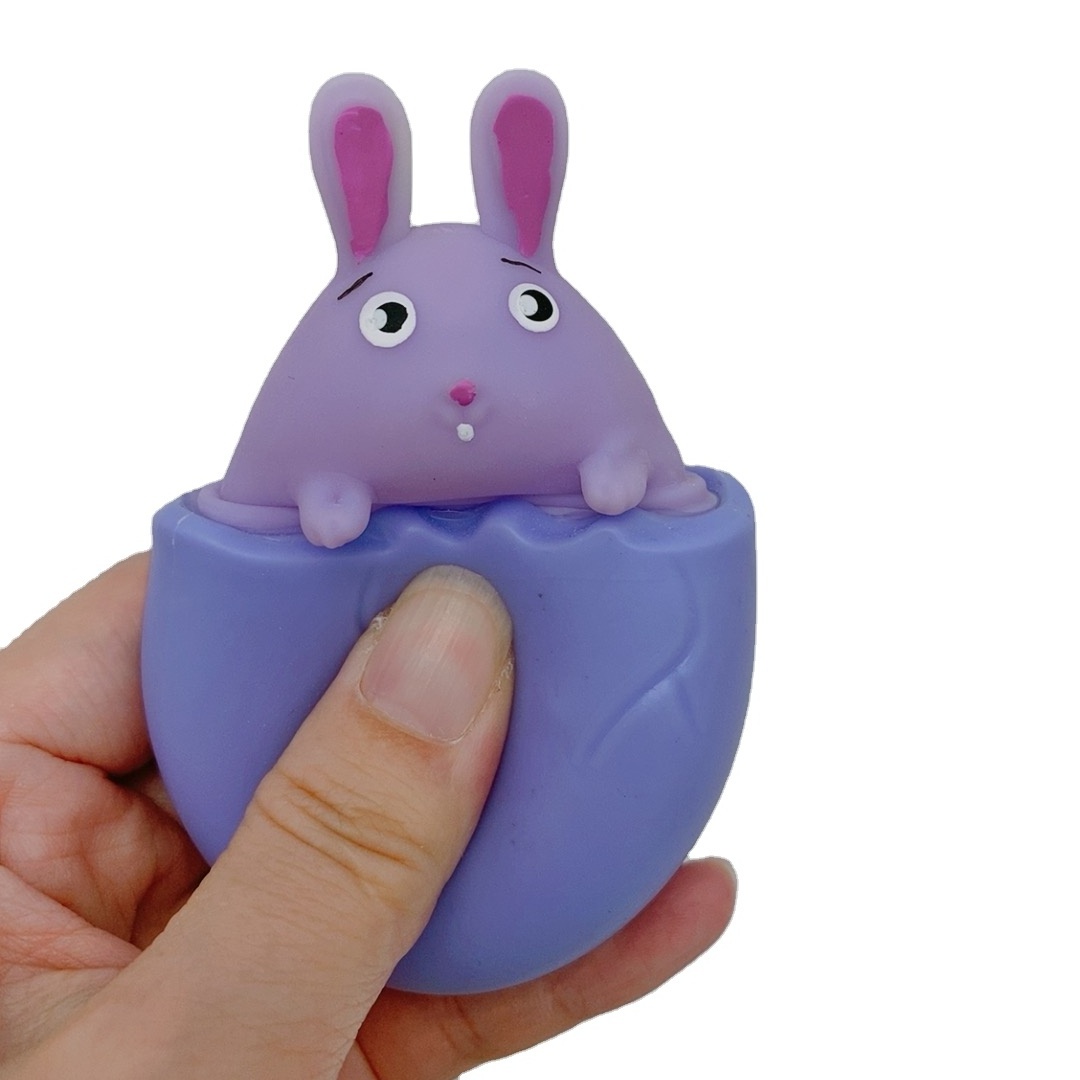 TPR Toys Novelty Easter Toys Rabbit Easter Bunny Chicken Animal Fidget Pop Out Easter Egg Squeeze Animal Toy