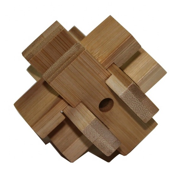 Eco Friendly Hot Sales Novelty Cube 3D Bamboo Luban Lock