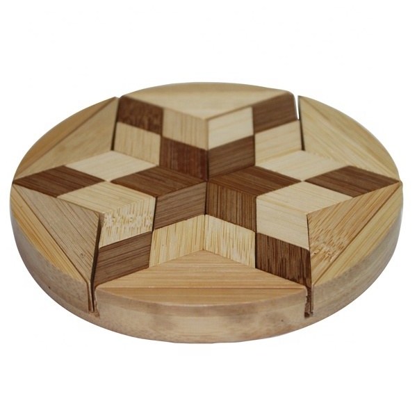 Eco Friendly Hot Sales Novelty Cube 3D Bamboo Luban Lock