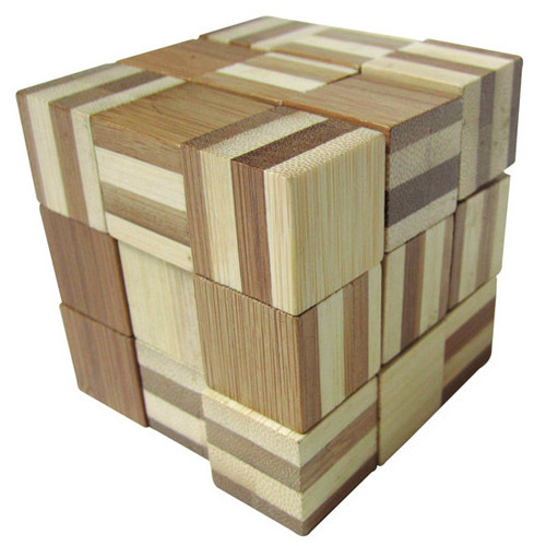 Eco Friendly Hot Sales Novelty Cube 3D Bamboo Luban Lock