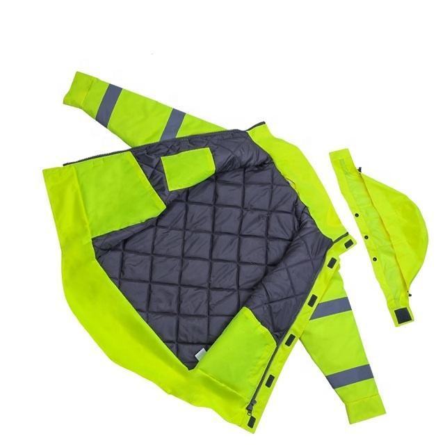 Wholesale high quality Winter Collar Waterproof Men Windbreaker Bomber Reflective Clothing Work Safety Hi Vis Jacket USA 2024