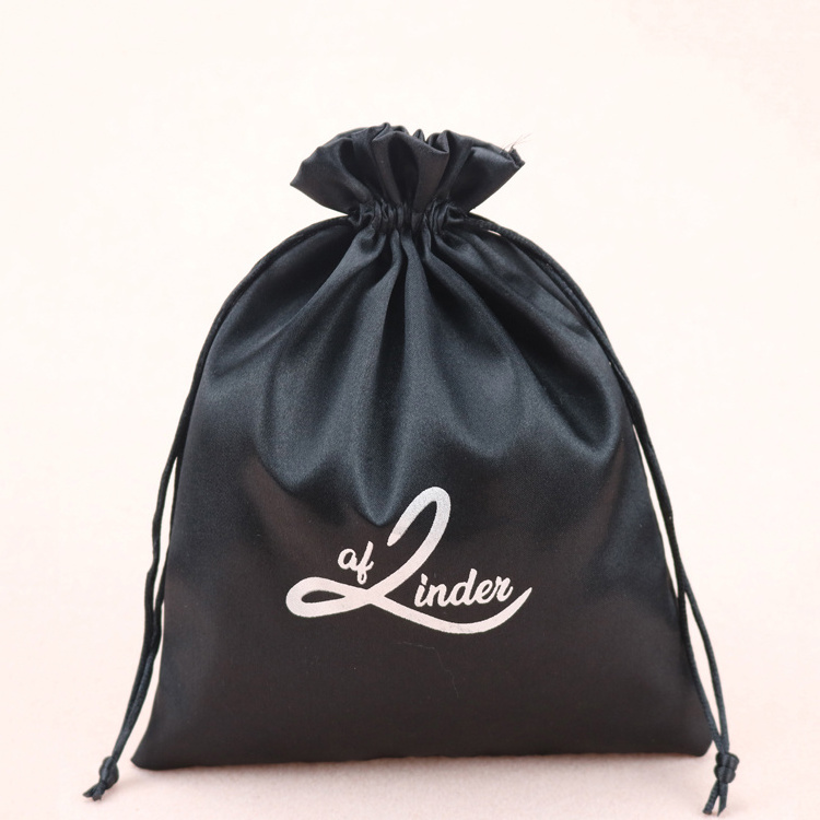 Satin hair extension bag hair bags for bundles with customized logo top selling packaging satin dust bag for wigs