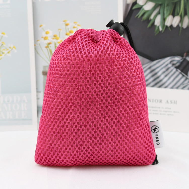 Factory supply sex toy cotton packaging small drawstring nylon mesh bag with custom side label for electronic products packaging