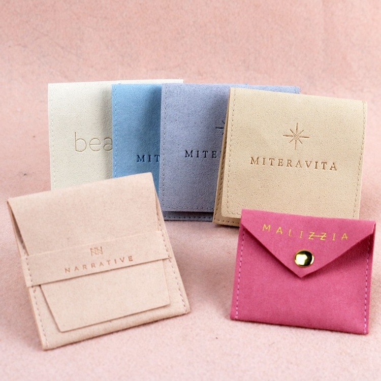 Rings jewelry package microfiber suede jewelry pouch bags Custom logo printed velvet pouch bag Jewelry Packaging & Display