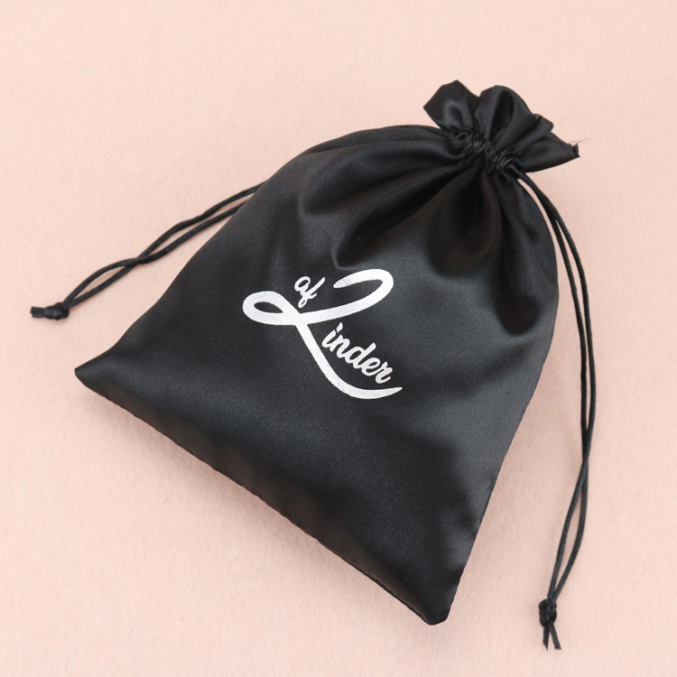 Satin hair extension bag hair bags for bundles with customized logo top selling packaging satin dust bag for wigs