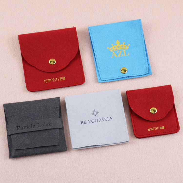 Rings jewelry package microfiber suede jewelry pouch bags Custom logo printed velvet pouch bag Jewelry Packaging & Display