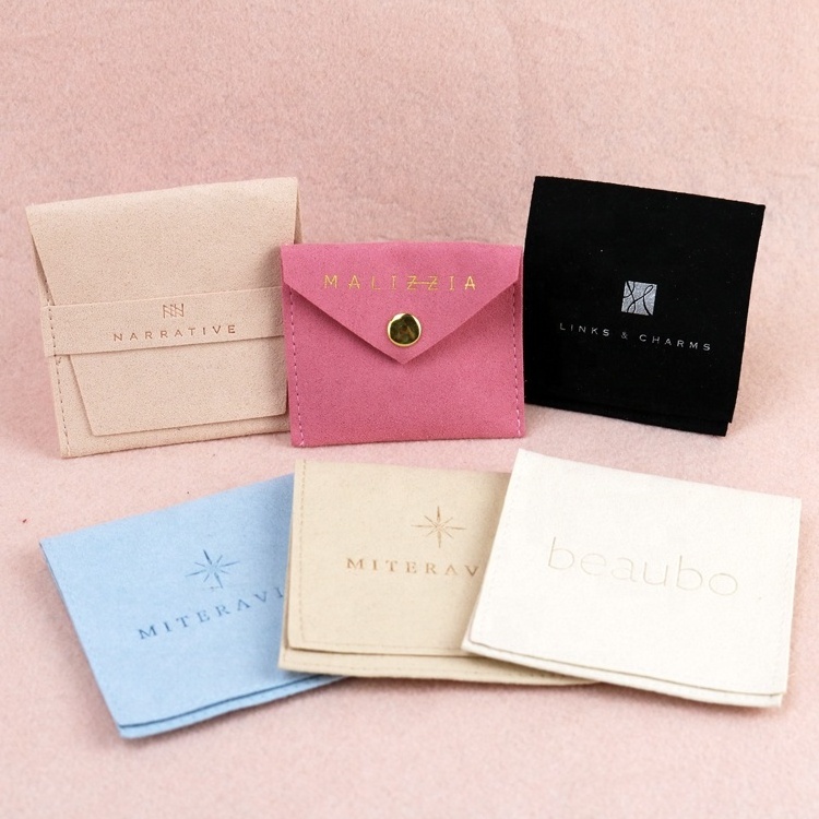 Rings jewelry package microfiber suede jewelry pouch bags Custom logo printed velvet pouch bag Jewelry Packaging & Display