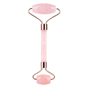 Hot Selling A Grade Jade Stone Facial Anti Aging Welded Natural Rose Quartz Pink Jade Roller for Face Gym And Skin