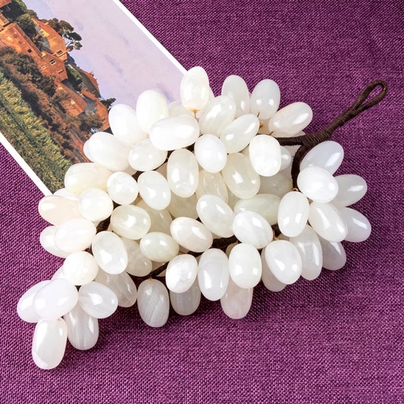 New agate grape marble jade fruit grape seed  nature stone semi-precious crafts artwork grape cluster for decorations and gift