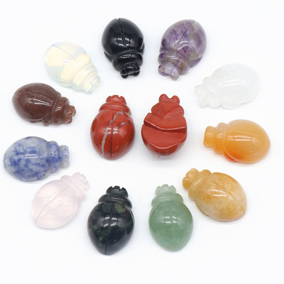 Healing natural jade crystal quartz semi-precious stone 1 inch small mini beetle animal ornaments crafts figurine carving