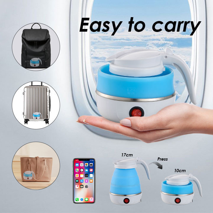 New Arrival 600w Silicone Foldable Electric Hot Water Kettle Portable 600ML Travel Collapsible Electric Kettle