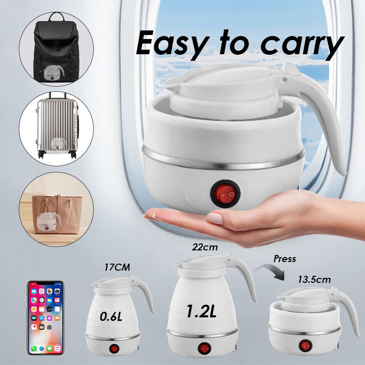 1.2L Travel Folding Food Grade Portable Silicone Electric Jug Kettles Household Mini Foldable Electric Tea Kettle