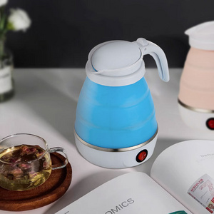 New Arrival 600w Silicone Foldable Electric Hot Water Kettle Portable 600ML Travel Collapsible Electric Kettle