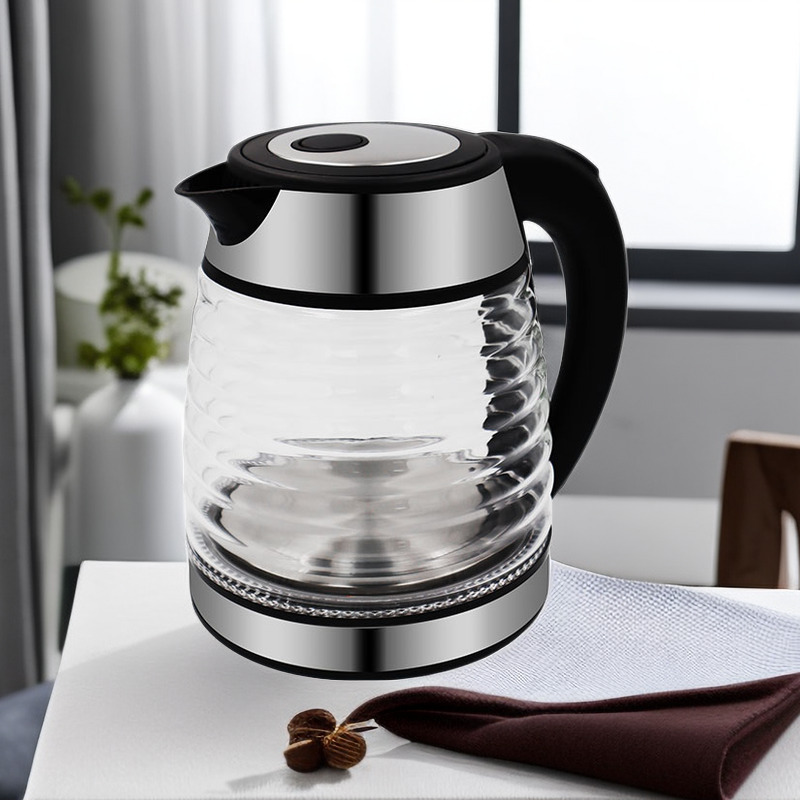 New Arrival Wave Shape Design Transparent 2L Glass Smart Water Tea Maker Small Tea Pots Electric Kettles