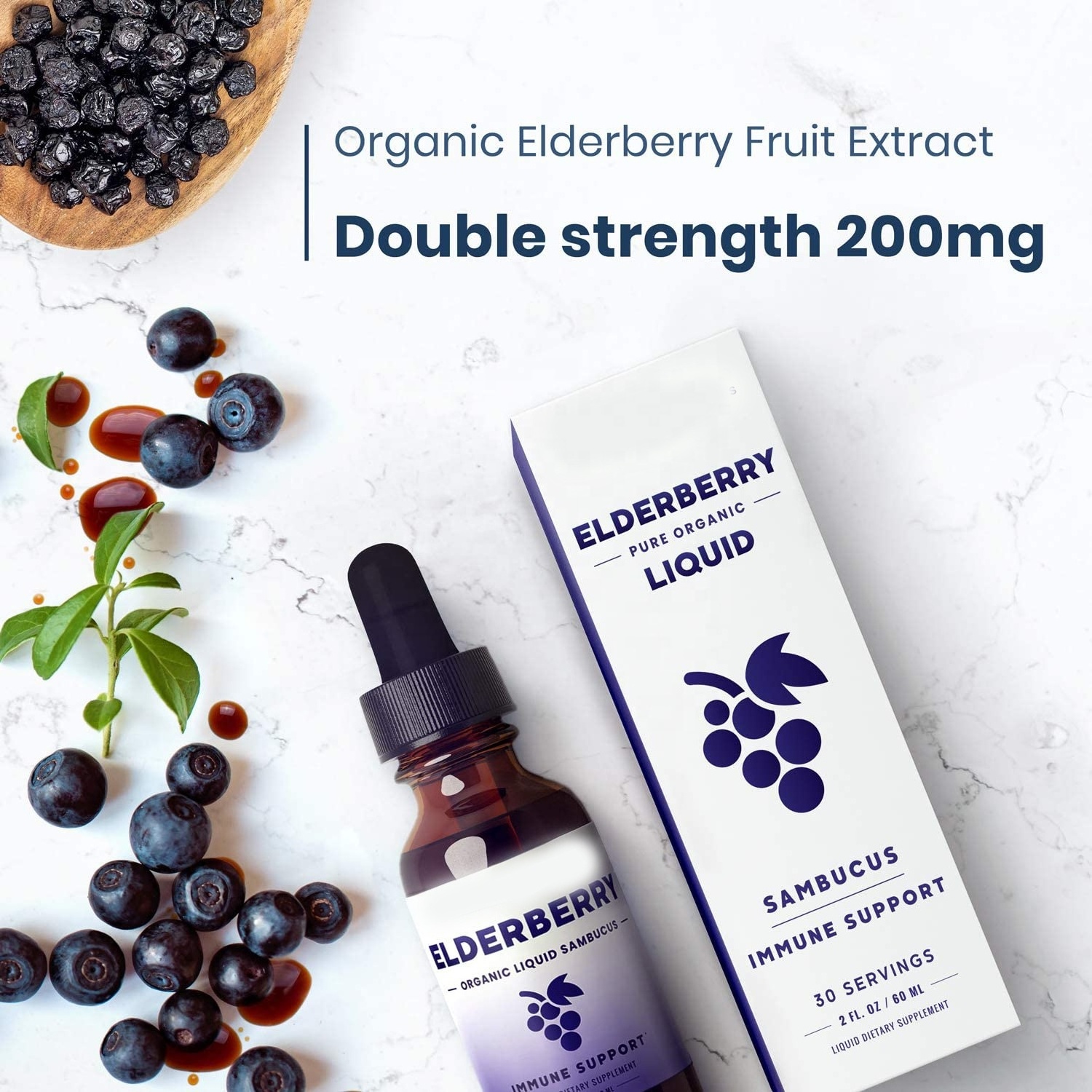 Organic Elderberry Syrup Black Sambucus Liquid with Echinacea, Zinc, and Vitamin c for Kids & Adults Immune Boost