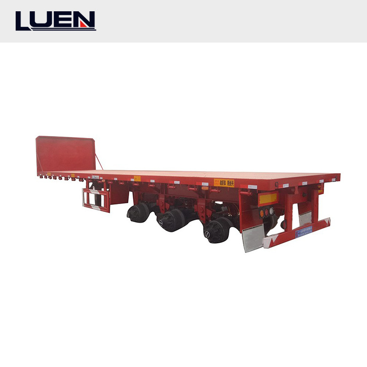 3axle 4axle Semi Trailers Flatbed Tri-Axle 20FT 40FT Platform Flat Bed Container Trailer Price with Front Wall