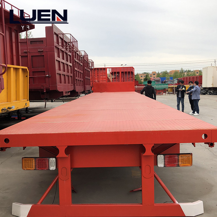 3axle 4axle Semi Trailers Flatbed Tri-Axle 20FT 40FT Platform Flat Bed Container Trailer Price with Front Wall