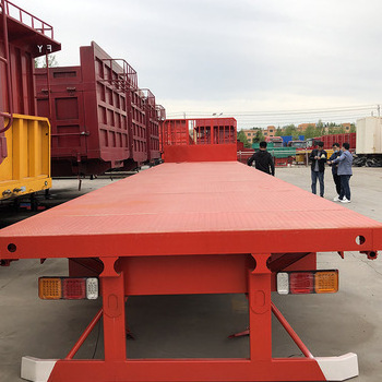 3axle 4axle Semi Trailers Flatbed Tri-Axle 20FT 40FT Platform Flat Bed Container Trailer Price with Front Wall