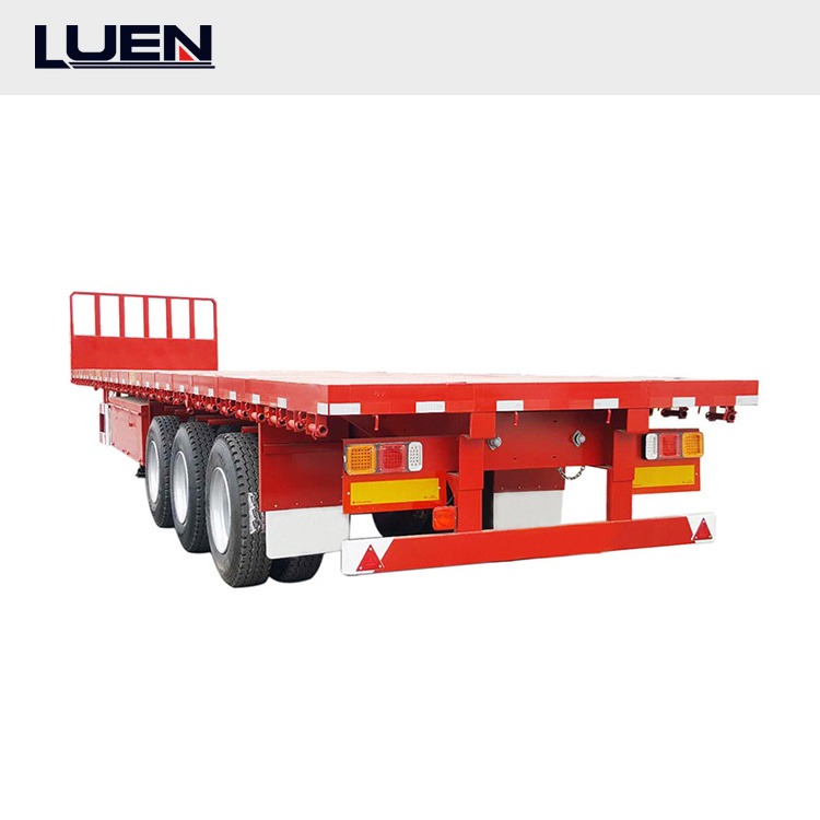 3axle 4axle Semi Trailers Flatbed Tri-Axle 20FT 40FT Platform Flat Bed Container Trailer Price with Front Wall