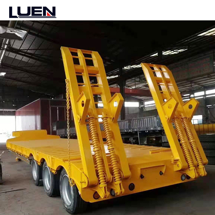 Luen Hot sale 3 axis 4 axle 60 80 100 tons heavy duty gooseneck low loader low bed lowboy truck lowbed semi traile