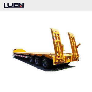 Low Price Factory Heavy Duty 3 Axles Lowboy Trailer 60 80 100 Tons Lowbed Low Bed Truck Semi Trailer