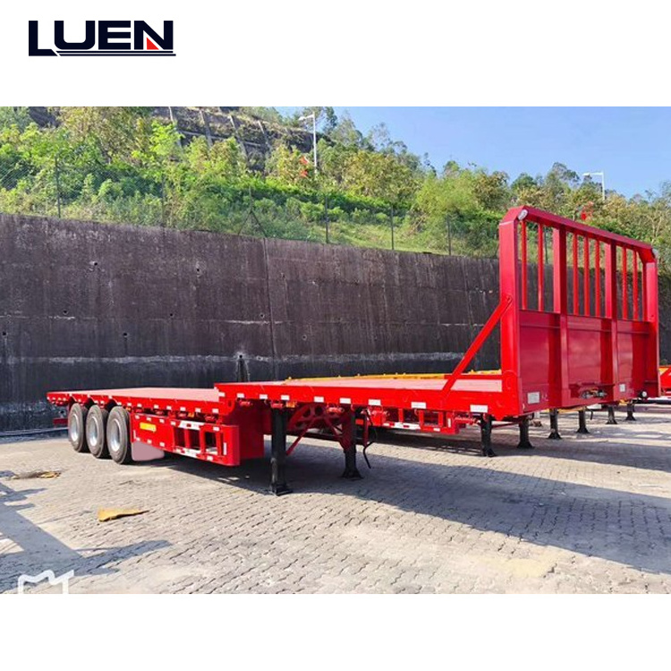 60 Tons capacity 2 axle & 3 axle heavy duty 20ft & 40ft flatbed semi truck trailer