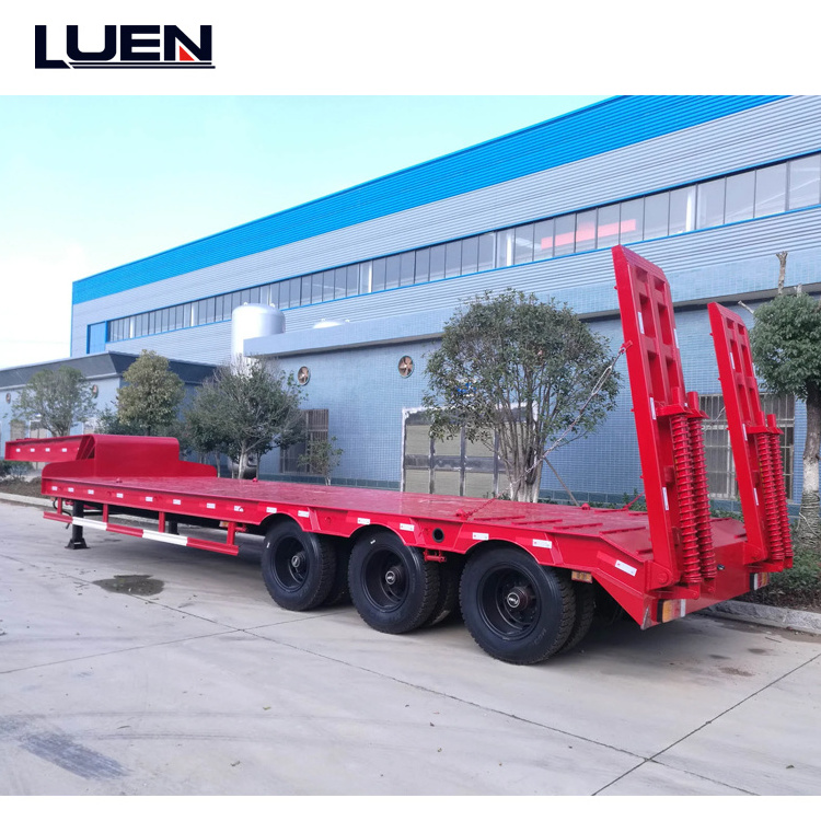 Popular Brand Heavy Machine Shipped Detachable Gooseneck Drop Deck 80Ton Low Bed Semi Trailer