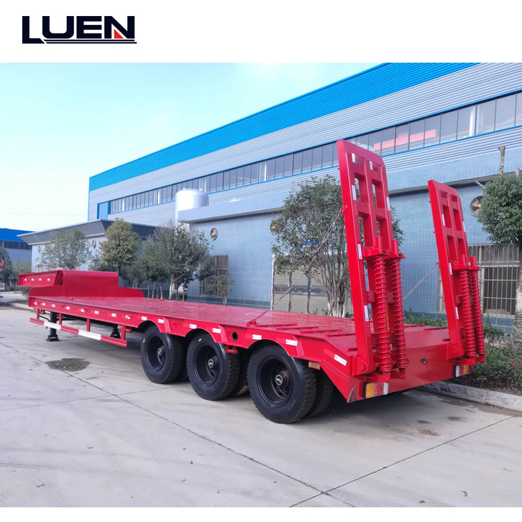 Popular Brand Heavy Machine Shipped Detachable Gooseneck Drop Deck 80Ton Low Bed Semi Trailer