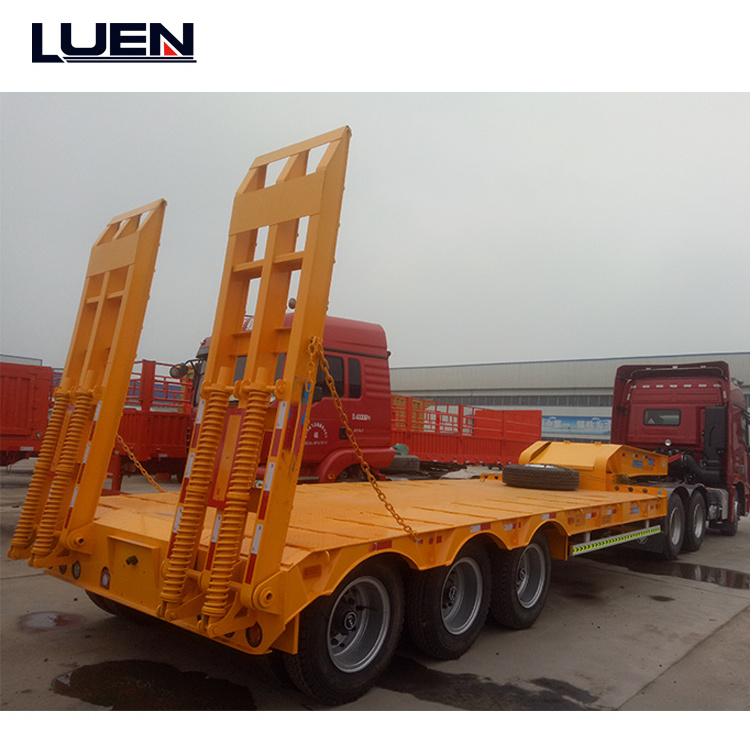 Luen Hot sale 3 axis 4 axle 60 80 100 tons heavy duty gooseneck low loader low bed lowboy truck lowbed semi traile