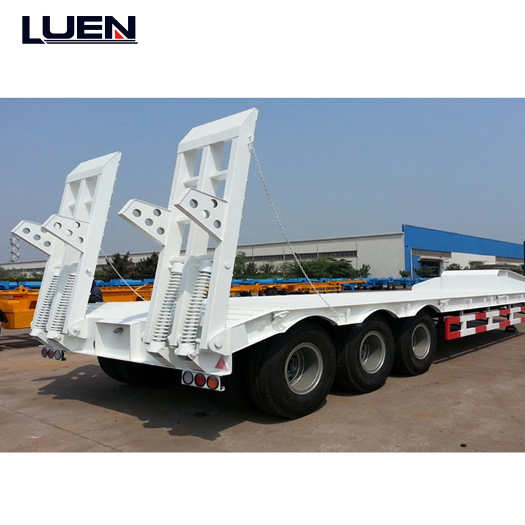 Hydraulic Extendable 3 Axle 60ton Gooseneck Low Boy low bed trailer 100 ton Lowboy Semi Trailer