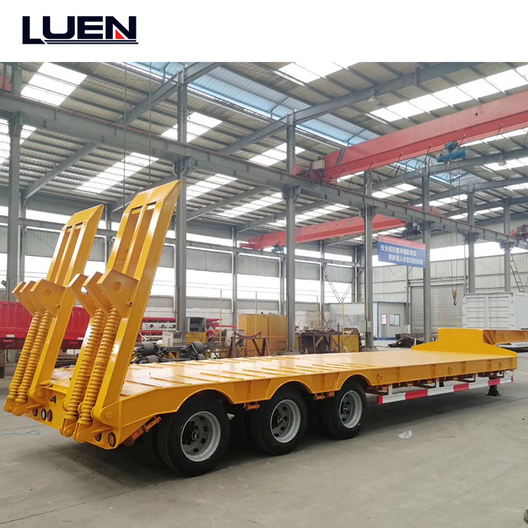 Luen Hot sale 3 axis 4 axle 60 80 100 tons heavy duty gooseneck low loader low bed lowboy truck lowbed semi traile